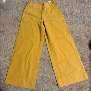 Wide Leg Mustard Yellow Crop Pants